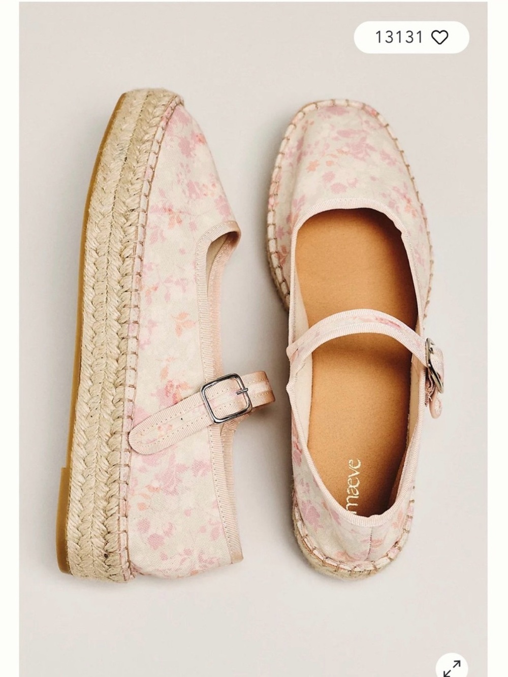 Maeve Pink Floral Mary Jane Espadrille Flats